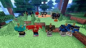 Collection of Minecraft characters in a forest