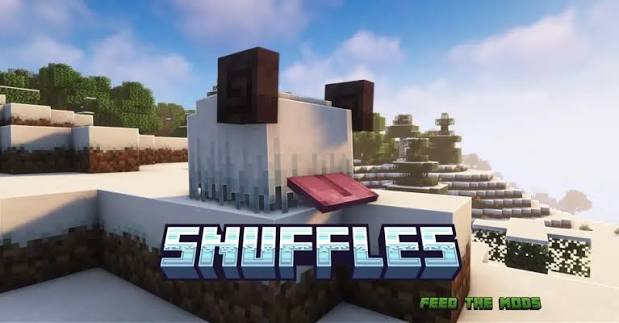 Minecraft creature showcase in snowy terrain